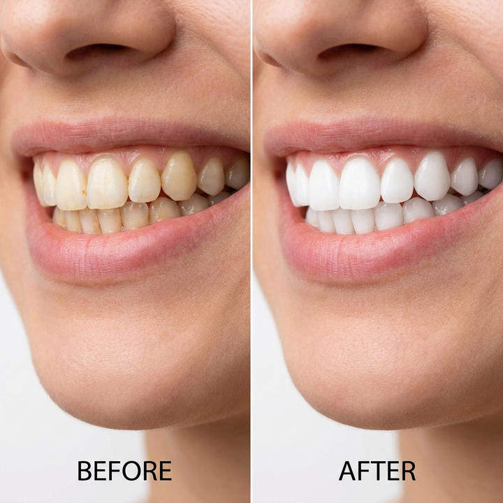 Avant après blanchiment dentaire bandes Vyora 7 jours - Before after teeth whitening Vyora strips 7 days