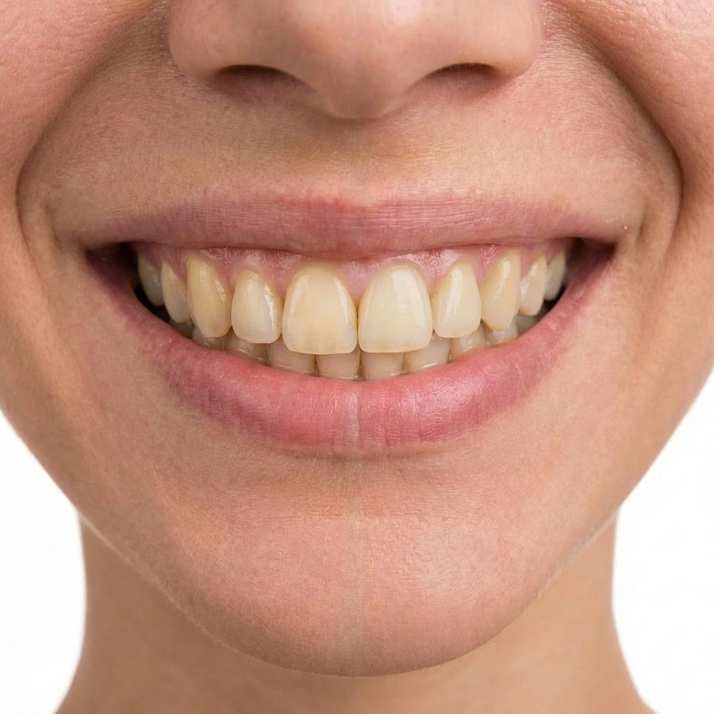 Avant blanchiment dentaire dents jaunes taches café - Before teeth whitening yellow stained teeth coffee